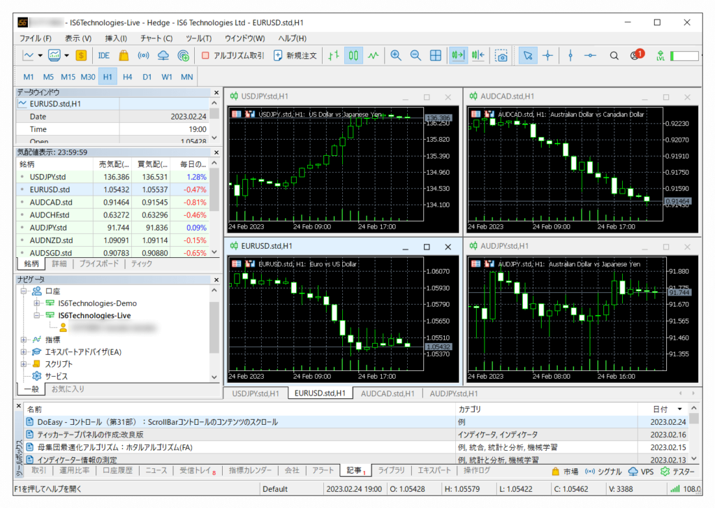MT5の取引画面